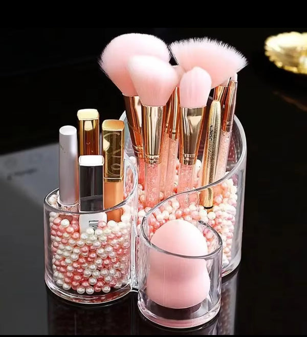 Segmented Acrylic Makeup Brush, Liner, and Sponge Holder