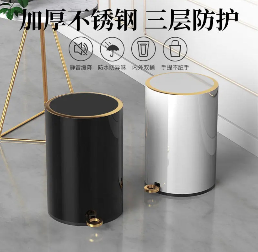 Stainless steel pedal bin with inner removable bin