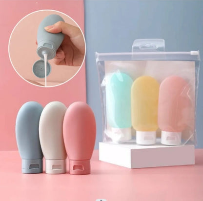 Refillable travel silicone shampoo / lotion  bottles 3pc