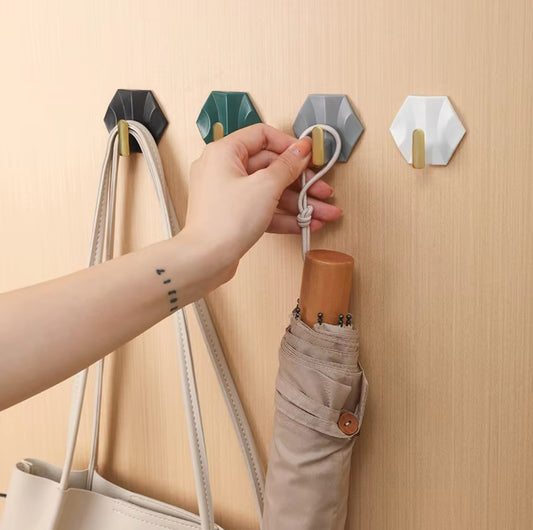 4pc hexagonal wall hooks