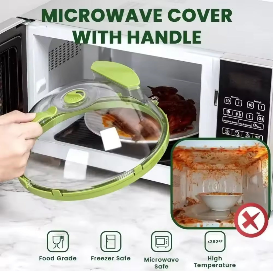 Microwave food cover with steamer