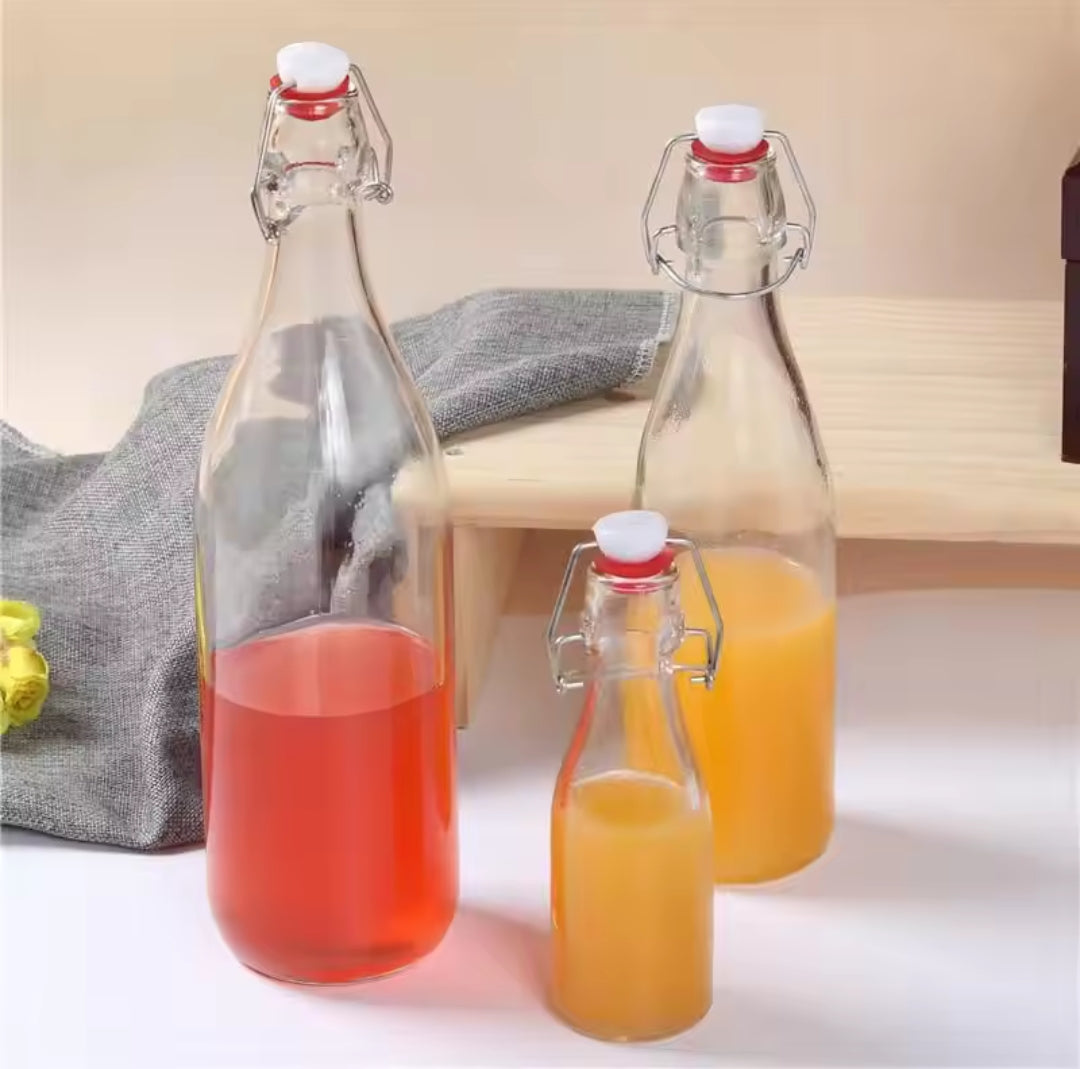 Airtight glass juice bottles