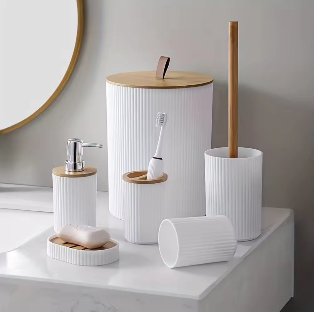 6Pc Round bathroom accessories organizer set