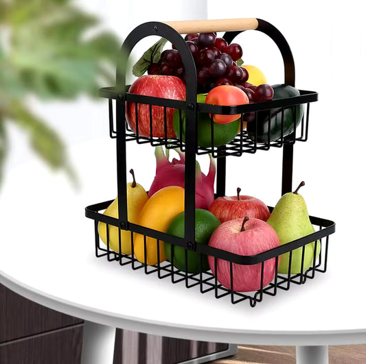 2 layer metallic mesh fruit basket