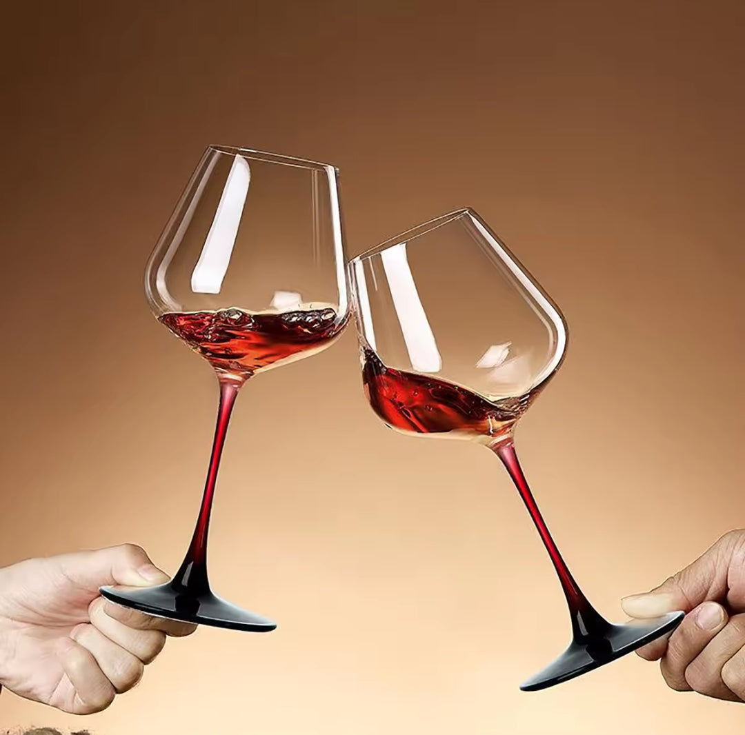 6pc Wine Glasses red stem