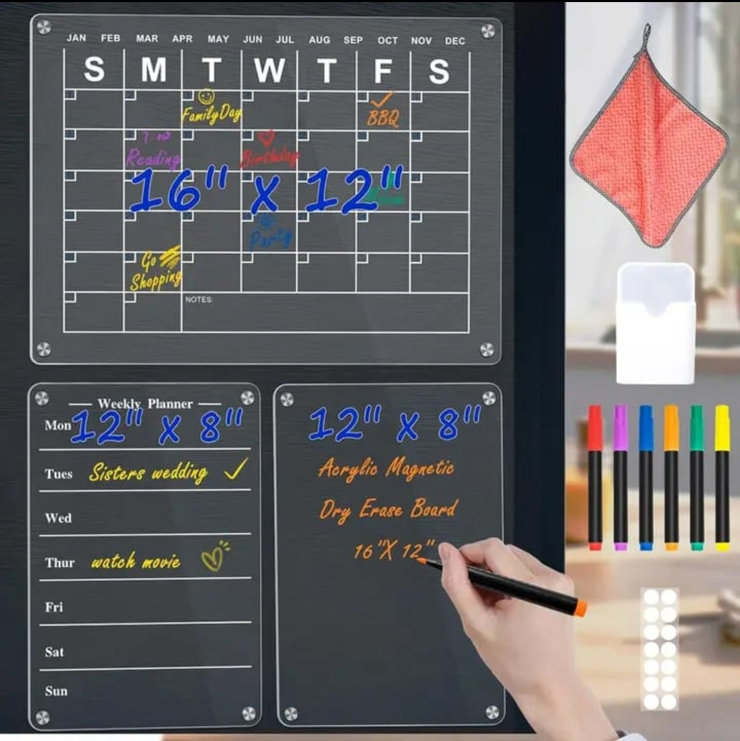 3 pcs set magnetic fridge planner