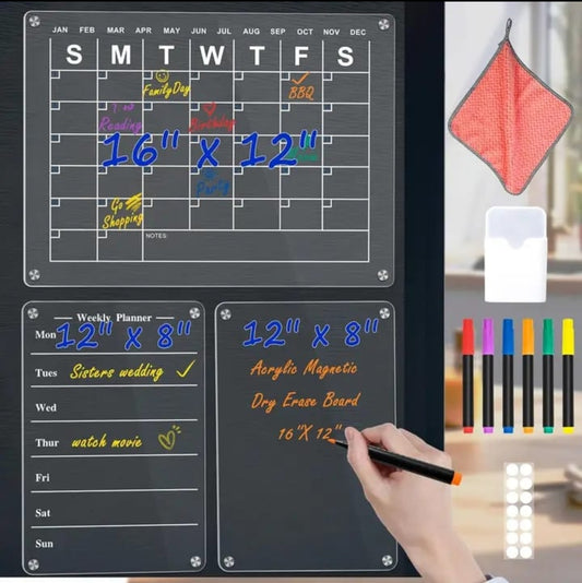 3 pcs set magnetic fridge planner