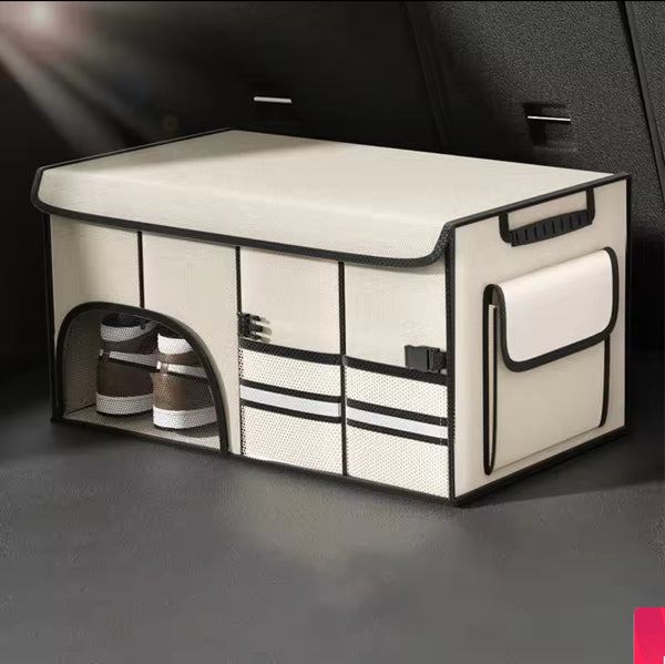 Foldable car trunk storage box