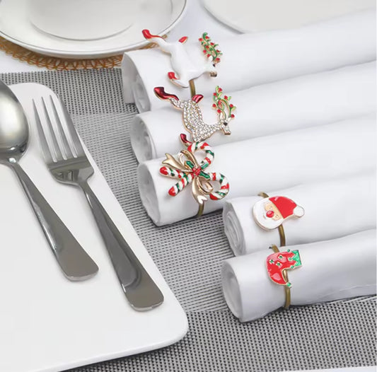 Christmas themed napkin rings 6pc