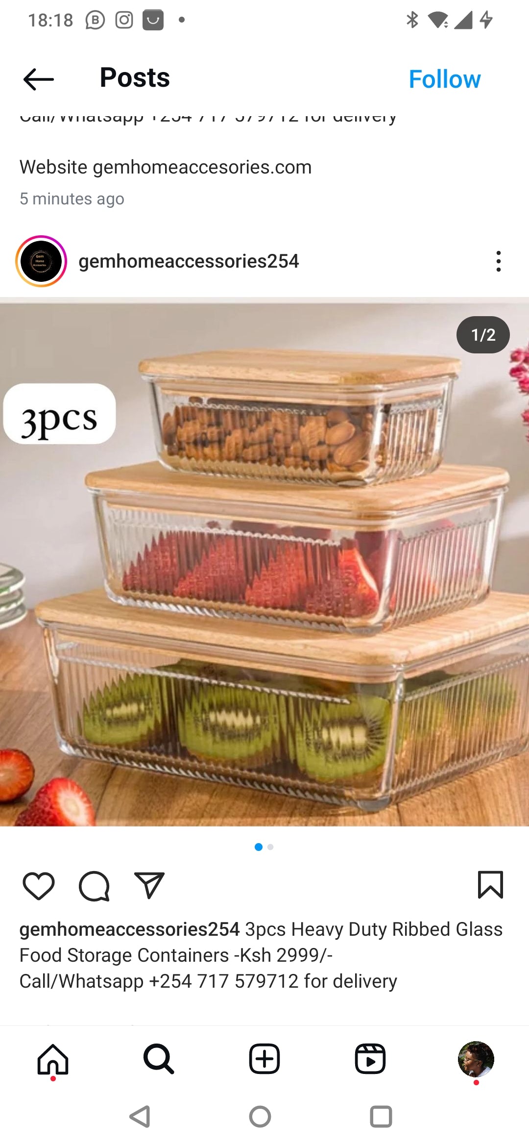 3pcs  Ribbed Glass Food Storage Container BlackNov