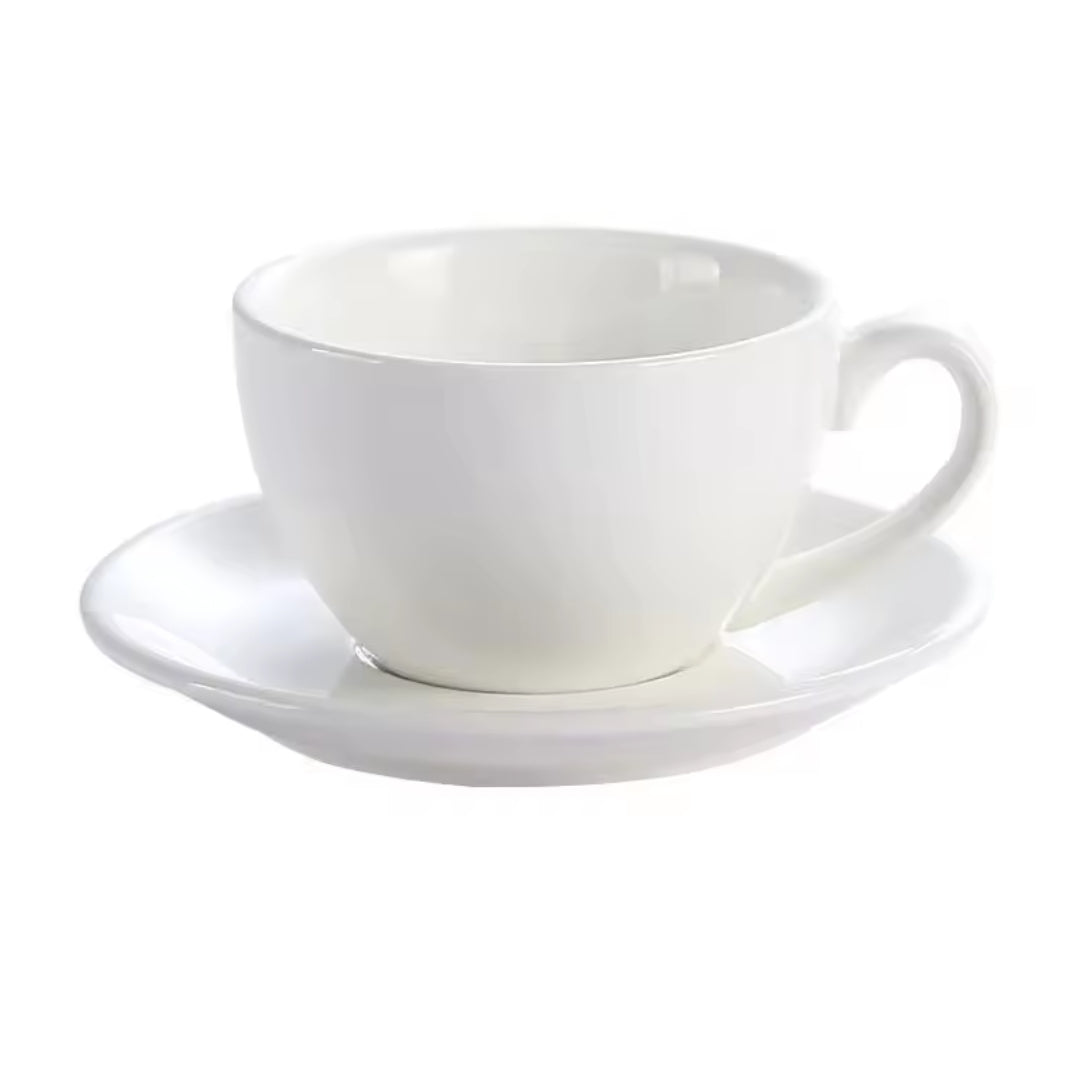 12pcs white cups and saucers