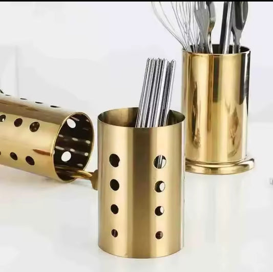 Round Gold Cutlery Holder