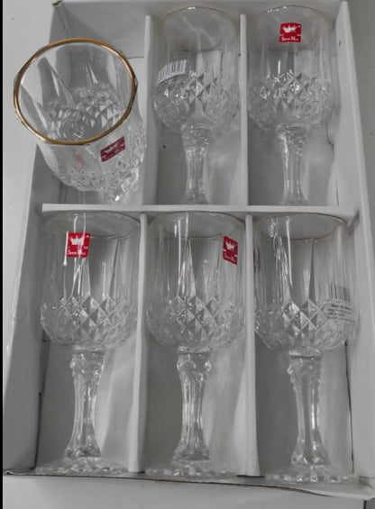 6Pc Crystal Wine Glasses