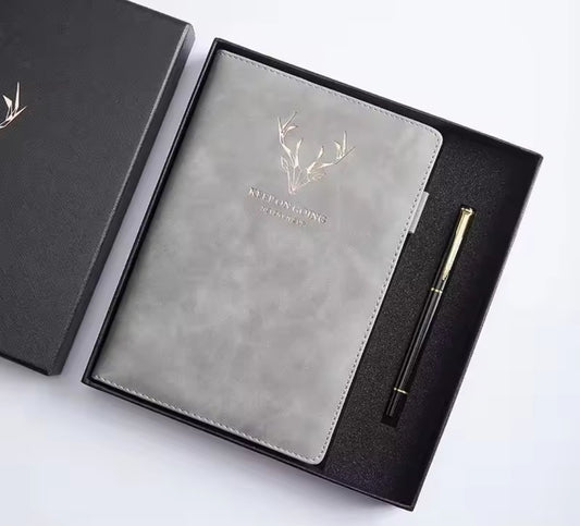 Luxury A5 Deer-Embossed Notebook and Pen Gift Set
