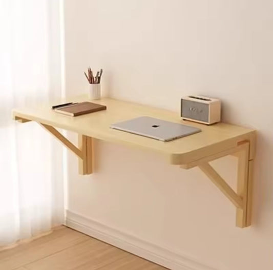 Space-Saving Foldable Bamboo Wall Mounted Laptop and Study Desk