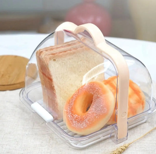 Portable bread storage box with a roll up lid