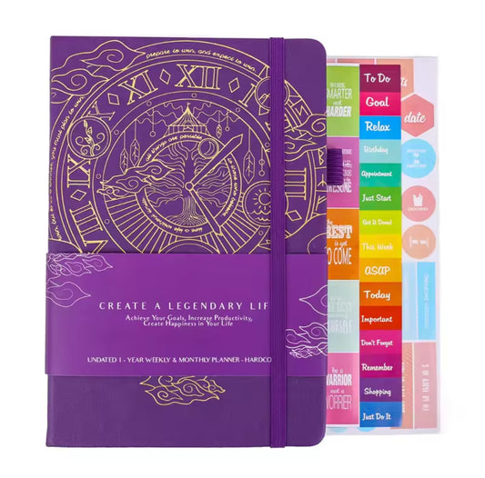 Hardcover Undated Weekly and Monthly Life Goal Planner Journal with Stickers