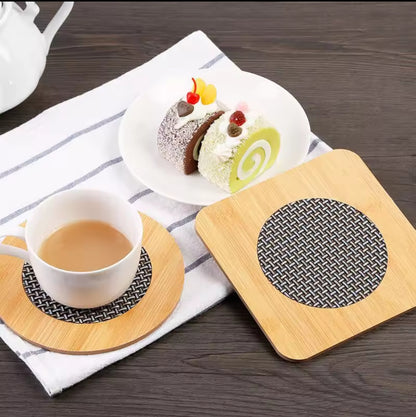 6Pc Insulated wooden coasters