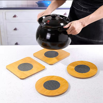 6Pc Insulated wooden coasters