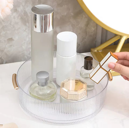 Ribbed Acrylic Rotating Cosmetic Organizer