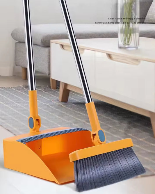 Magnetic broom and folding dustpan set