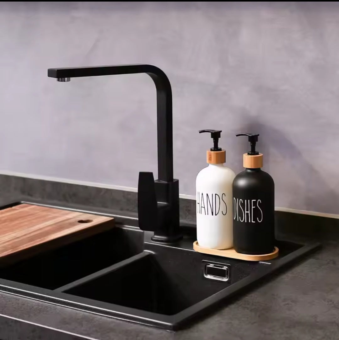 Hands and soap dispenser