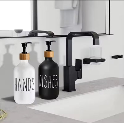 Hands and soap dispenser
