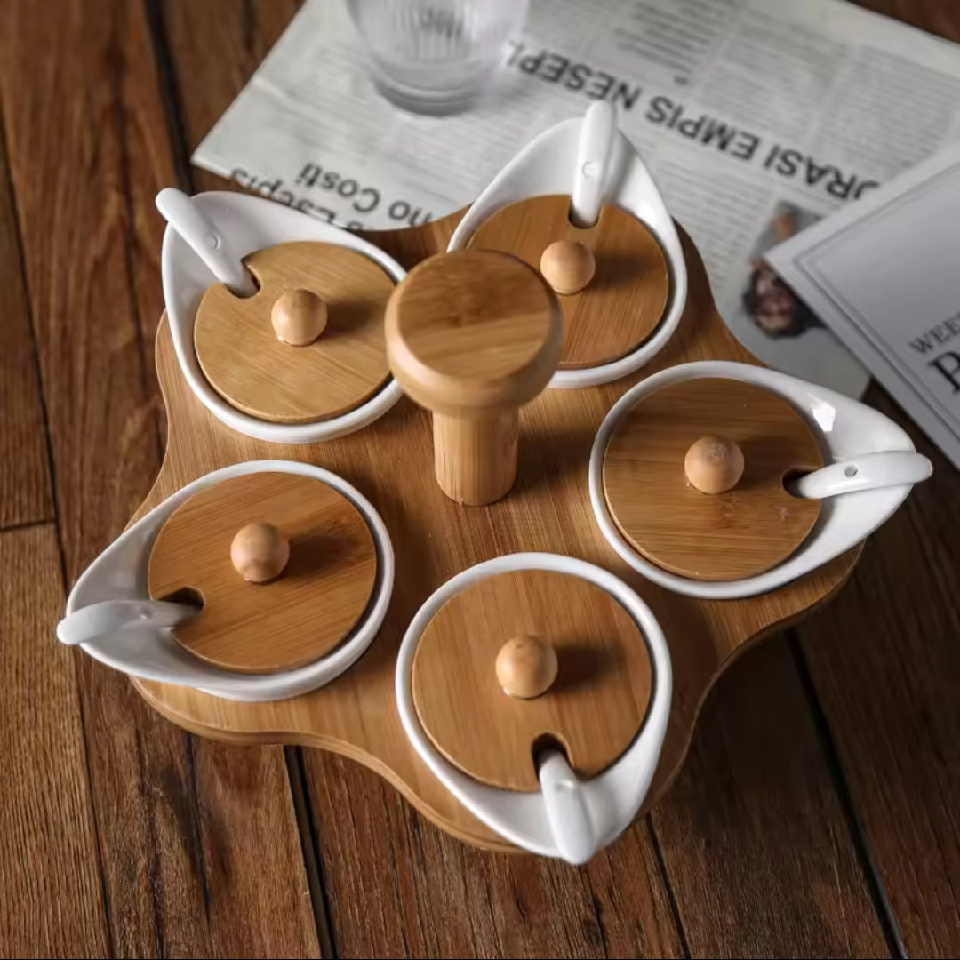 5pc Ceramic Spice Jars Set Condiment