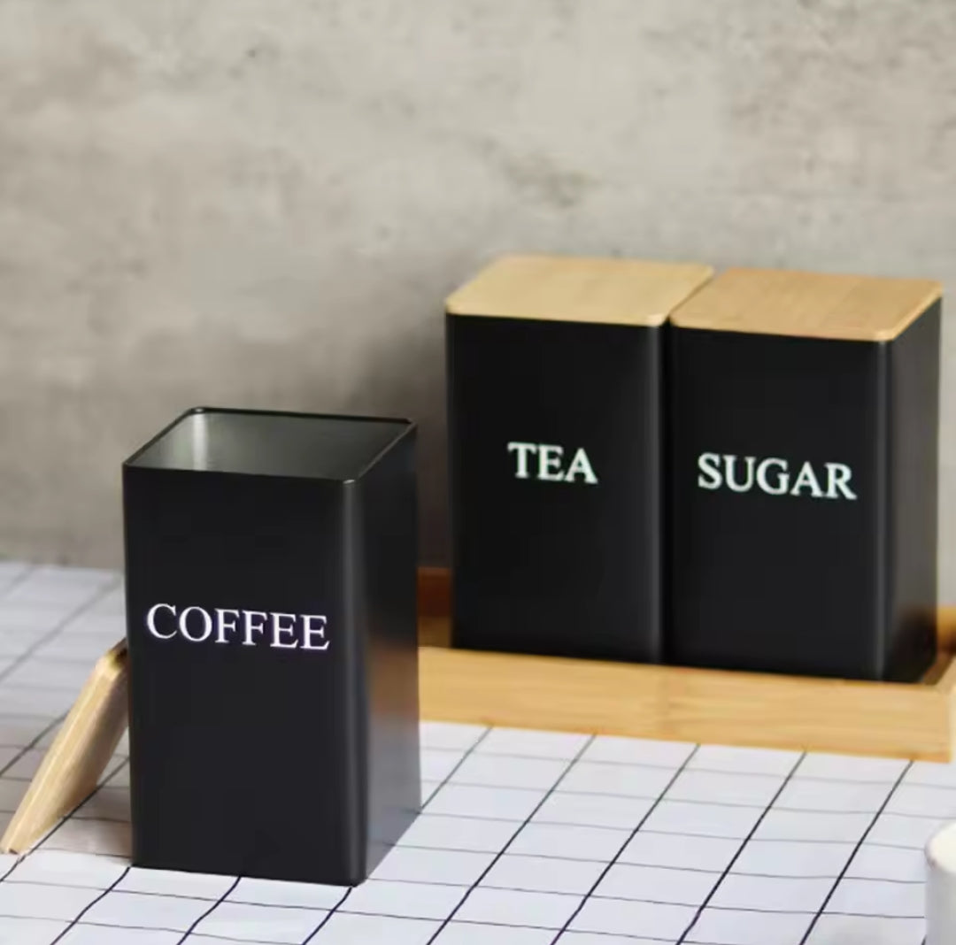3pc Tea Sugar and Coffee Containers Set