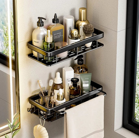2Pc bathroom organizer with towel holder