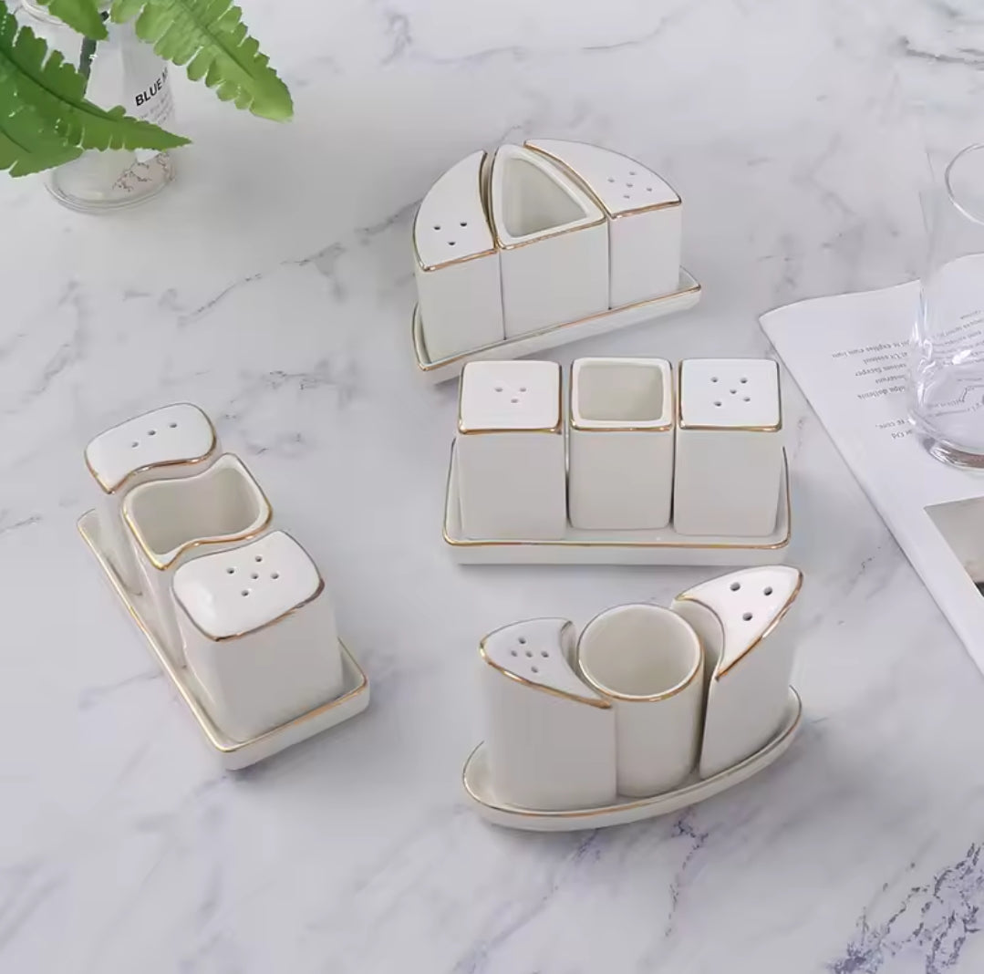 Ceramic gold ring salt shaker