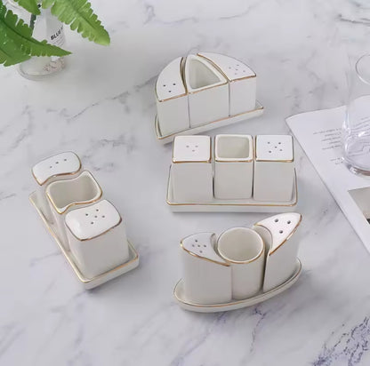 Ceramic gold ring salt shaker