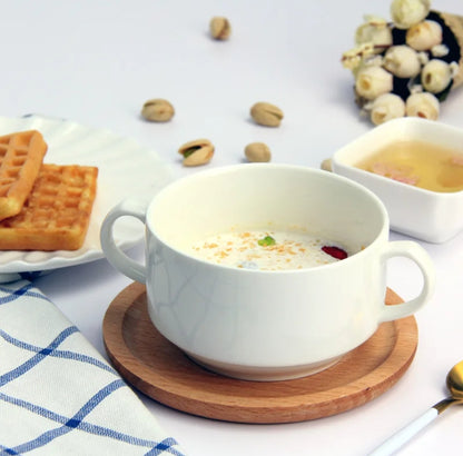 6pcs Ceramic bowl with 2handles