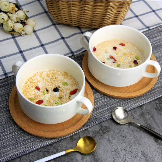 6pcs Ceramic bowl with 2handles