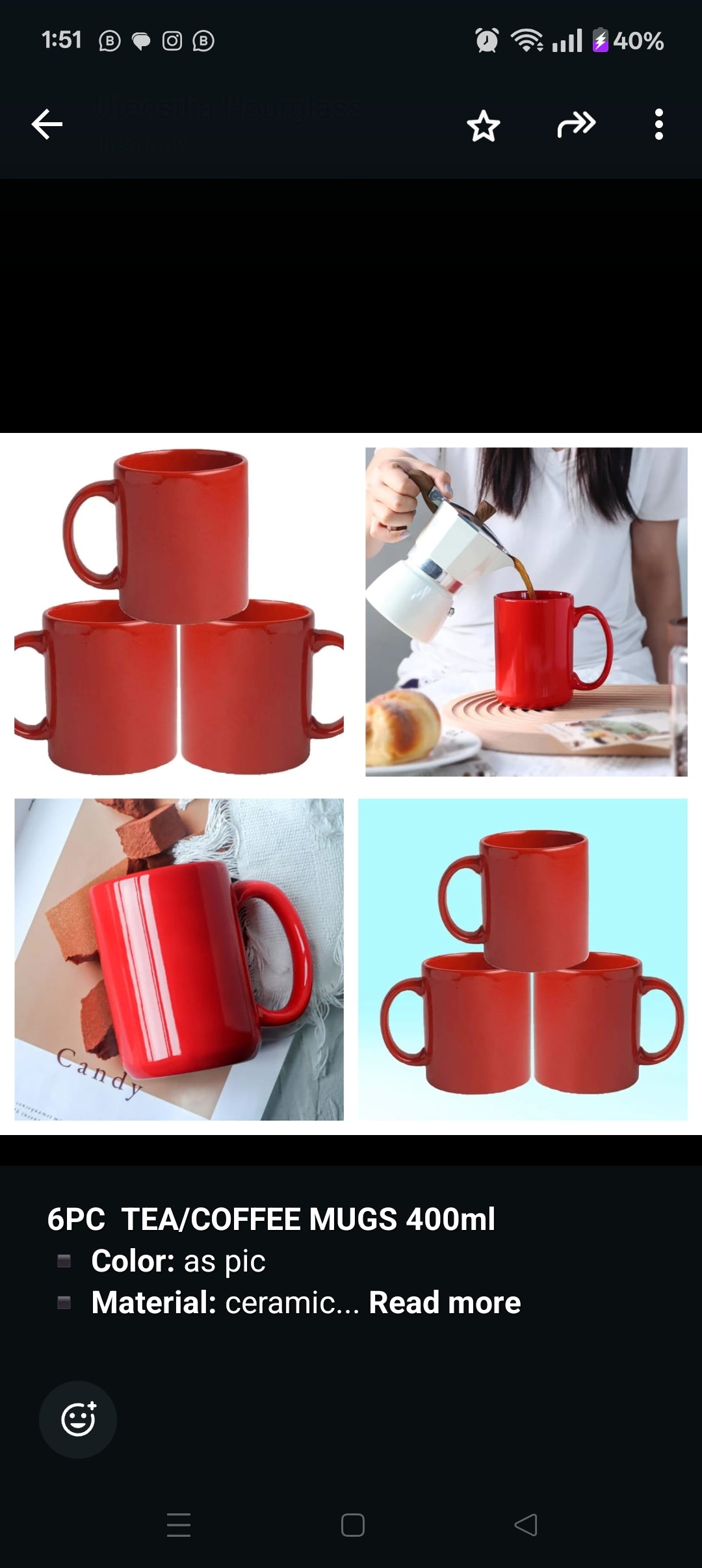 6pc 400ml Tea/Coffee Mugs