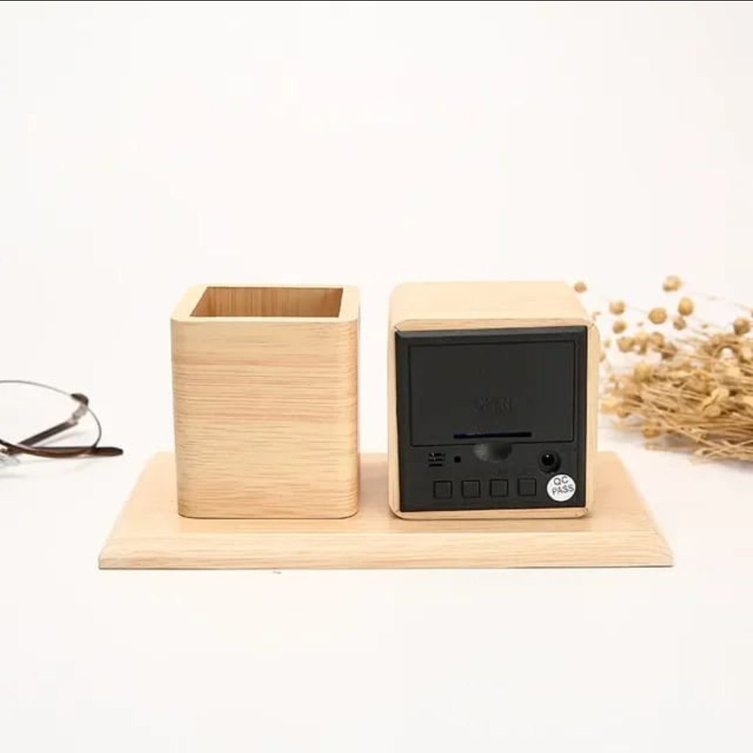 Led Wooden Desk Organizer