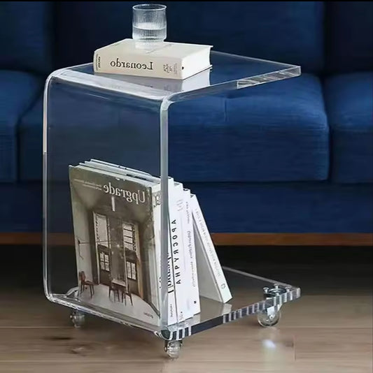 C-Shaped Clear Acrylic Side Table