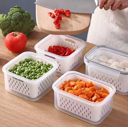 3pc fridge containers with drain Basket