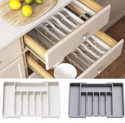 Expandable cutlery drawer organizer