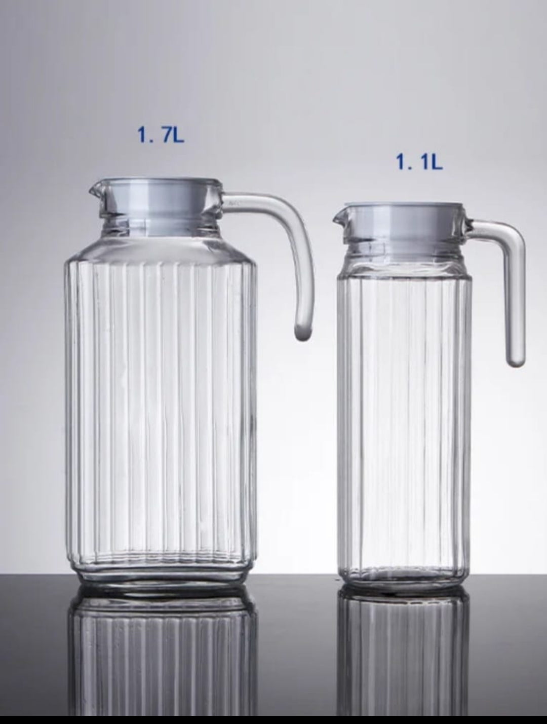 Ribbed Glass Jugs Pitchers