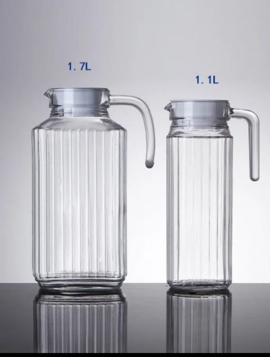Ribbed Glass Jugs Pitchers