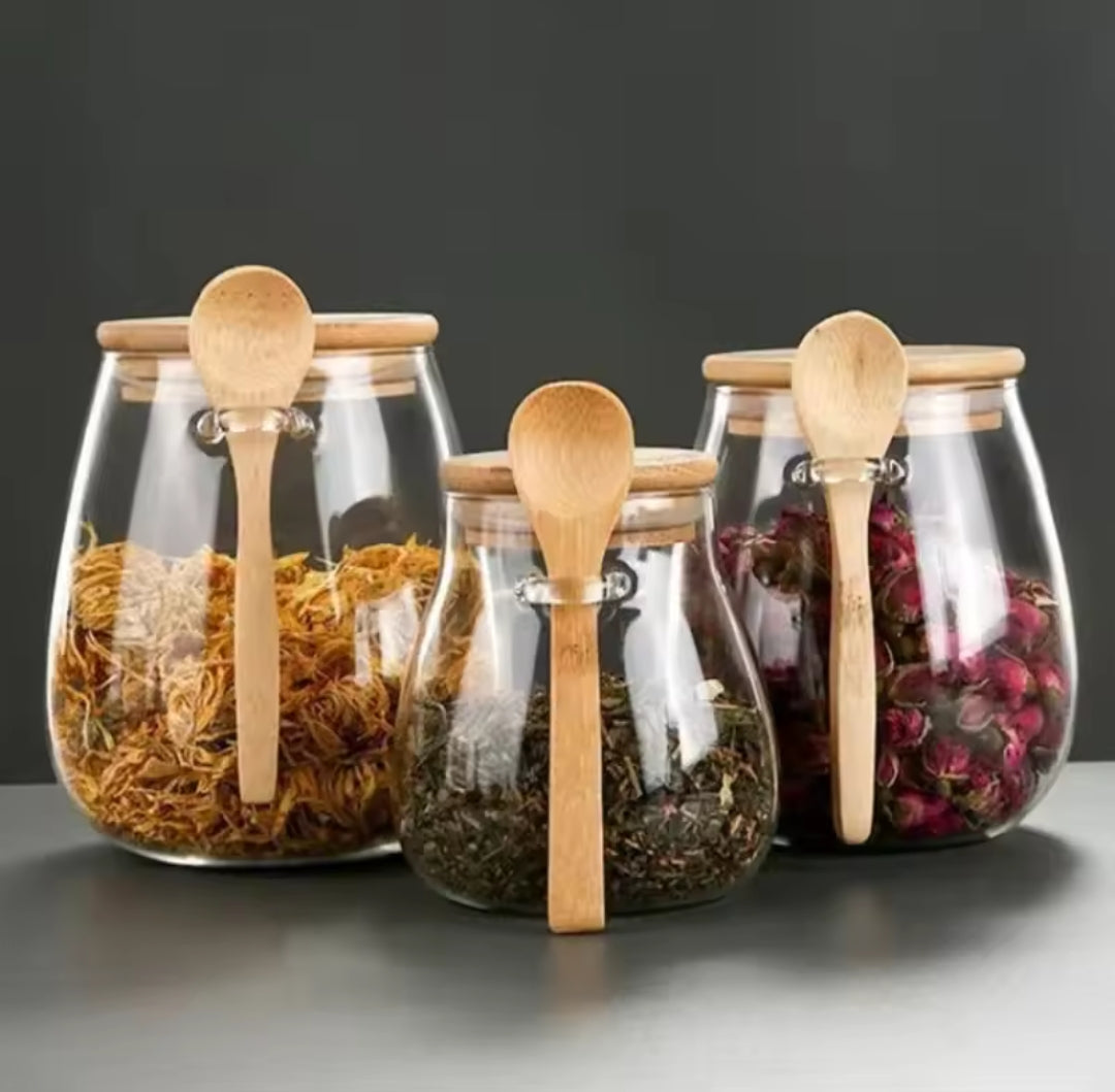 Clear Glass jar food storage containers