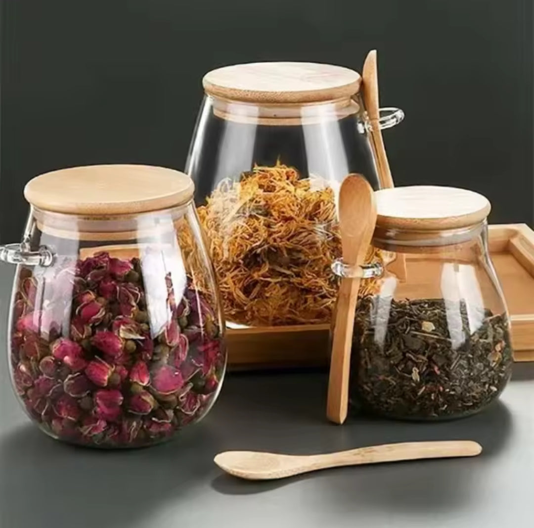 Clear Glass jar food storage containers