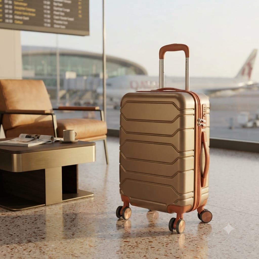 Champagne Gold Lujo 1016 A02 Three-Piece Suitcase in Cabin Trunk in Nairobi Gem Home 