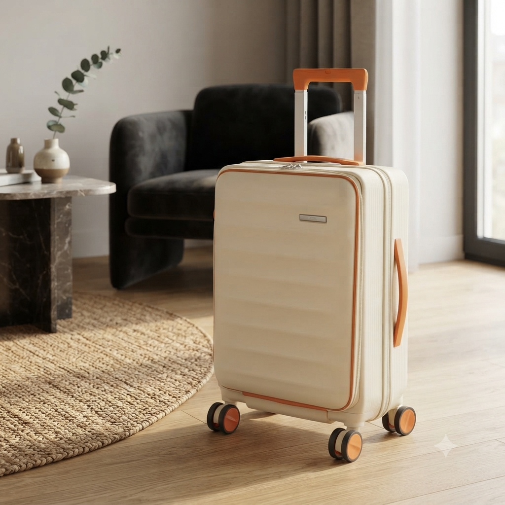 Travel anytime beige suitcase 