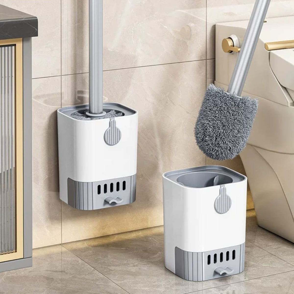 Wall Mounted Long Handle Toilet Cleaning Brush With Holder