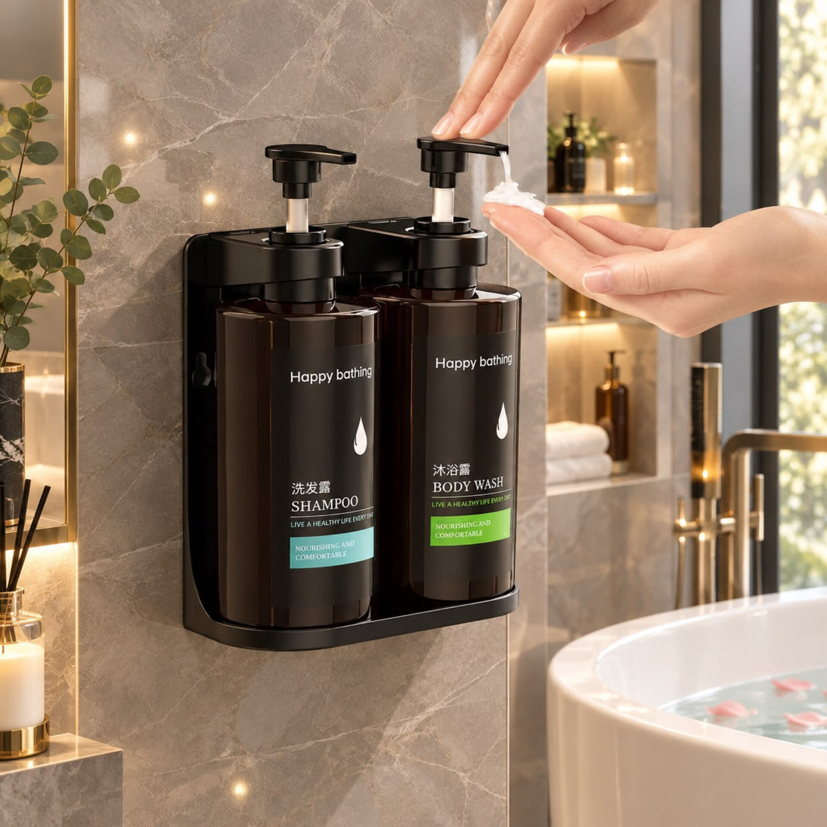 Walll mounted body wash,shampoo,soap dispenser 