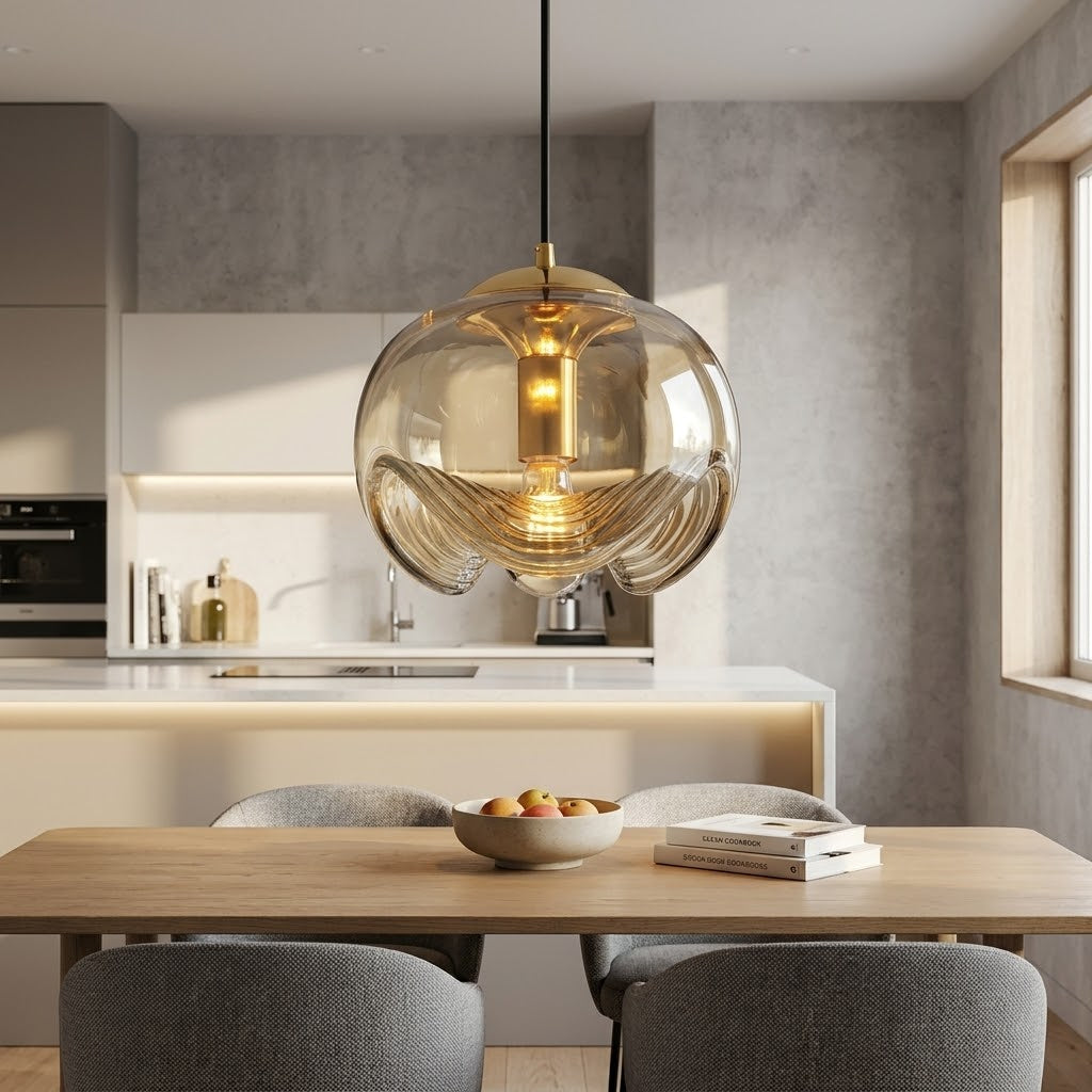 Wavy Glass Globe Pendant Light