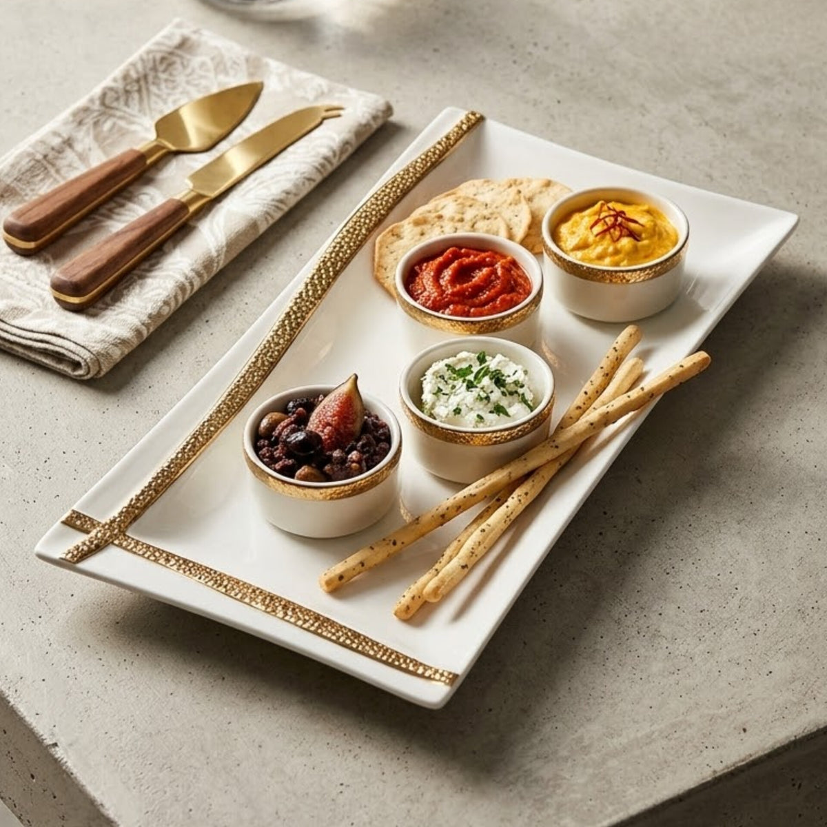 12 Inch Ceramic Dinner Plates Platter with Gold Detail in Nairobi Gem Home Accessories 