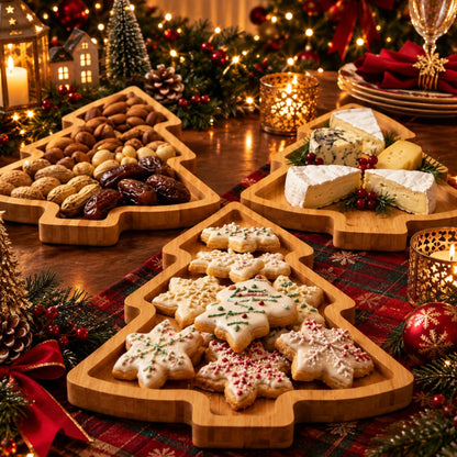 Wooden Christmas Trays | Christmas Bamboo Dessert Boards